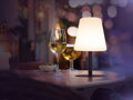 Lampa stolová s tabuľkou, nabijateľná bielo čierna