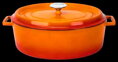 Liatinový hrniec s vek. 33cm oval 6,42l červ.LAVA