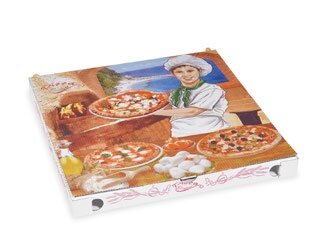 Krabica na pizzu z vlnitej lep.32.5x32,5x3cm 100ks/bal 39bal/pal potlač