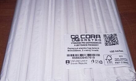 Slamky pap. 8mm/150mm biele 100ks/bal 3vr. 48/PK