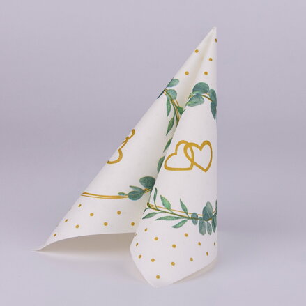 Obrúsky Linclass EUKALYPTUS – SRDCE, 40x40cm, 6PK 50ks