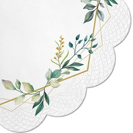 Obrúsky 3-vrst. D32 cm Leaves Frame 12ks/bal 12PK