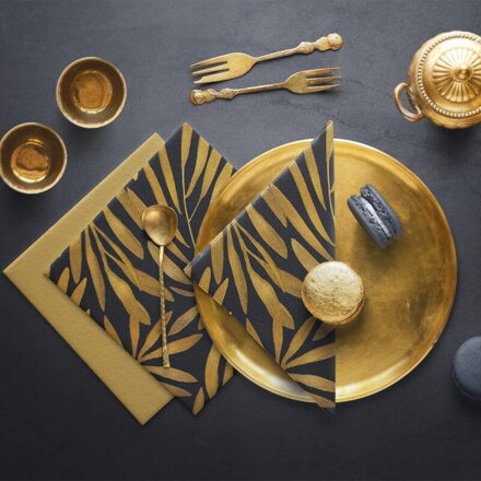 Obrúsky AIRLAID 40x40cm Golden leaves 50ks/bal 8PK