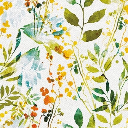 Obrúsky AIRLAID 40x40cm Watercolor leaves 50ks/bal 8PK