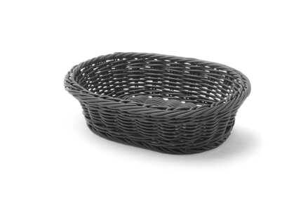 Košík na pečivo ovál 22,5x19x6.5cm čierny polyratan