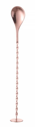 Lyžica barmanská točená s drtičom 280x35mm medená