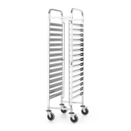 Vozík na 15xGN 1/1, gastronádoby a podnosy, 4 kolieska, antikor 38x55x(H)173.5cm