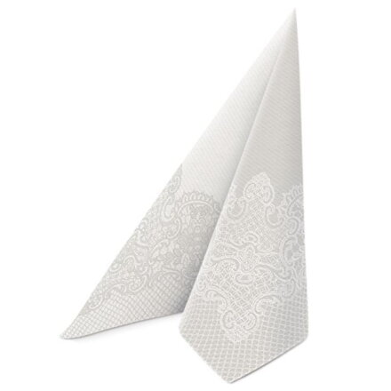 Obrúsky AIRLAID 40x40cm Royal Lace silver - white 50ks/bal 8PK