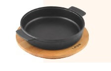 Podnos serv. okrúhly D17cm liatina + drevo LAVA