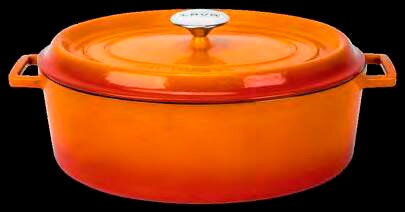 Liatinový hrniec s vek. 33cm oval 6,42l červ.LAVA