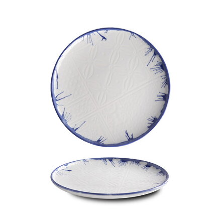 Tanier plytký 29cm Optimo Mosaic Relief Blue Rim DecoLab