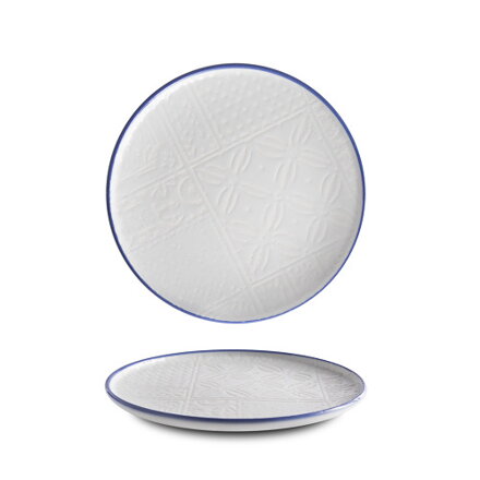 Tanier plytký 29cm Optimo Mosaic Relief Blue Lime DecoLab