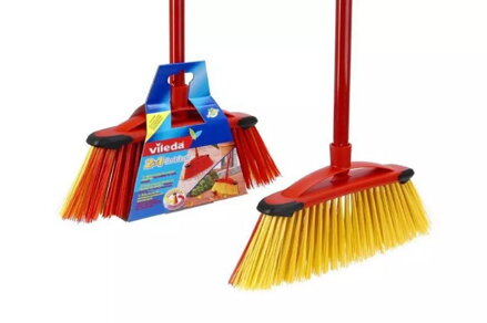 Metla s násadou farebná plast tvrdé štetiny Vileda