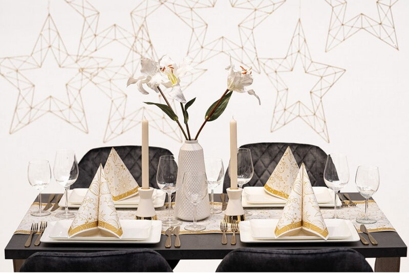 Obrúsky 40x40cm  Milan bielo-zlaté Vianoce 6PK/50ks