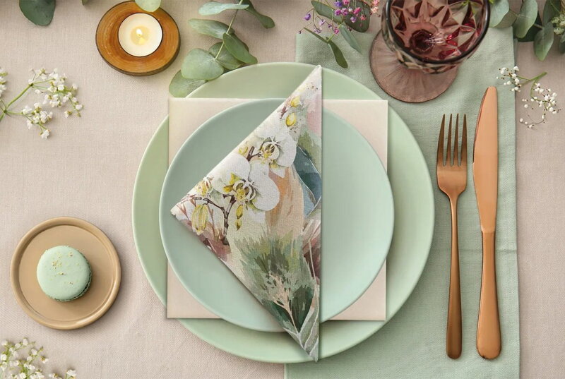 Obrúsky AIRLAID 40x40cm Foggy Leaves 50ks/bal 8PK