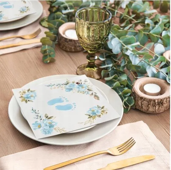 Obrúsky AIRLAID 40x40cm Baby Feet light blue 50ks/bal 8PK