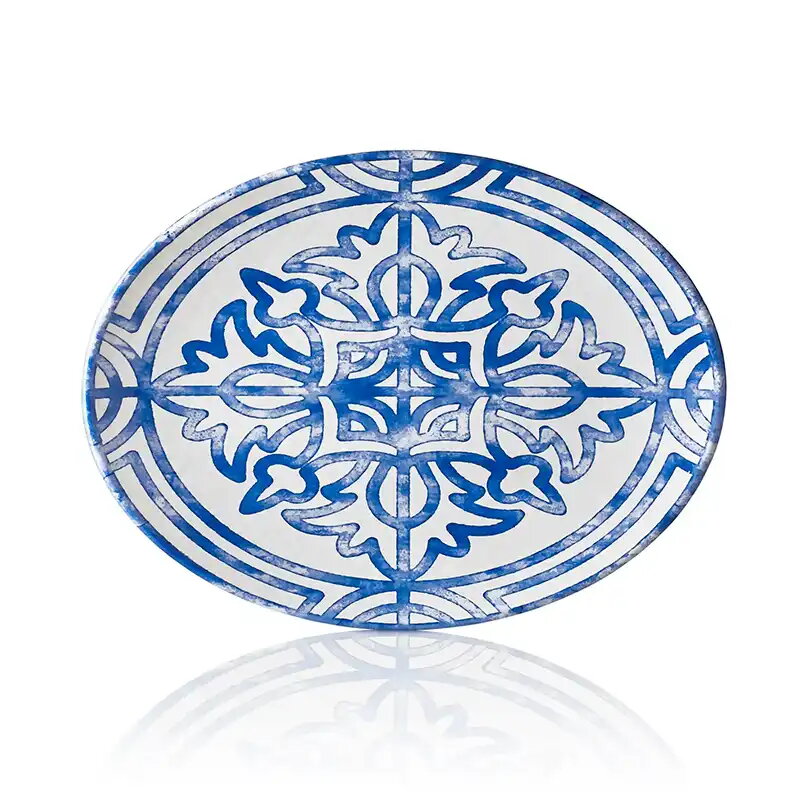 Podnos ovál 49cm modro biely SEVILLA melamín