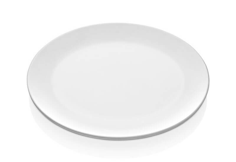 Tanier plytký melamin 26cm biely, 12ks/48PK