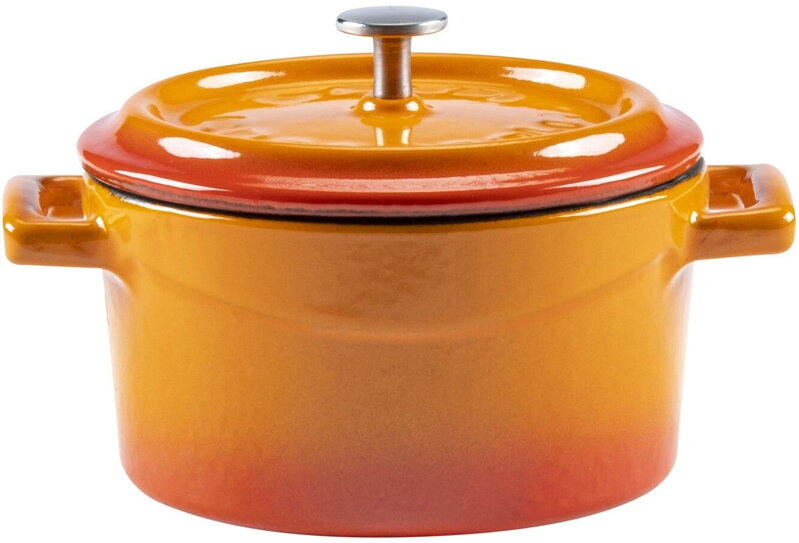 Liatinový hrniec s vekom oranž. ovál LAVA 10cm 35cl