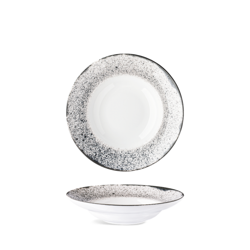 Tanier pasta  26cm BASIC modro-sivý okraj porcelán