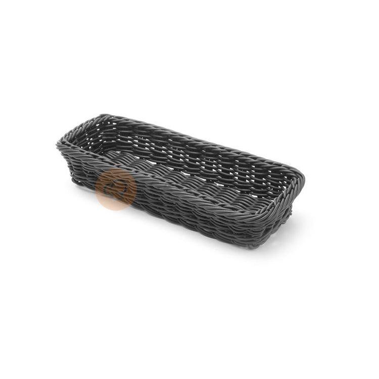 Košík na príbory obdĺžník 270x100x45mm polyratan čierny