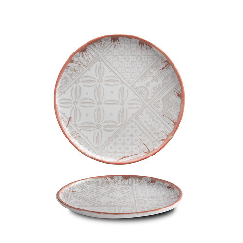 Tanier plytký 29cm Optimo Mosaic Bold Red Rim DecoLab